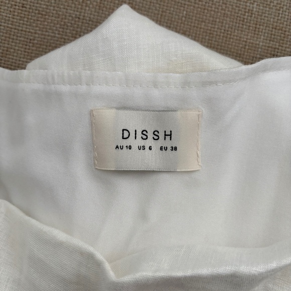 DISSH Cass White Linen Asymmetrical Midi Dress - US 6 - Picture 2 of 8